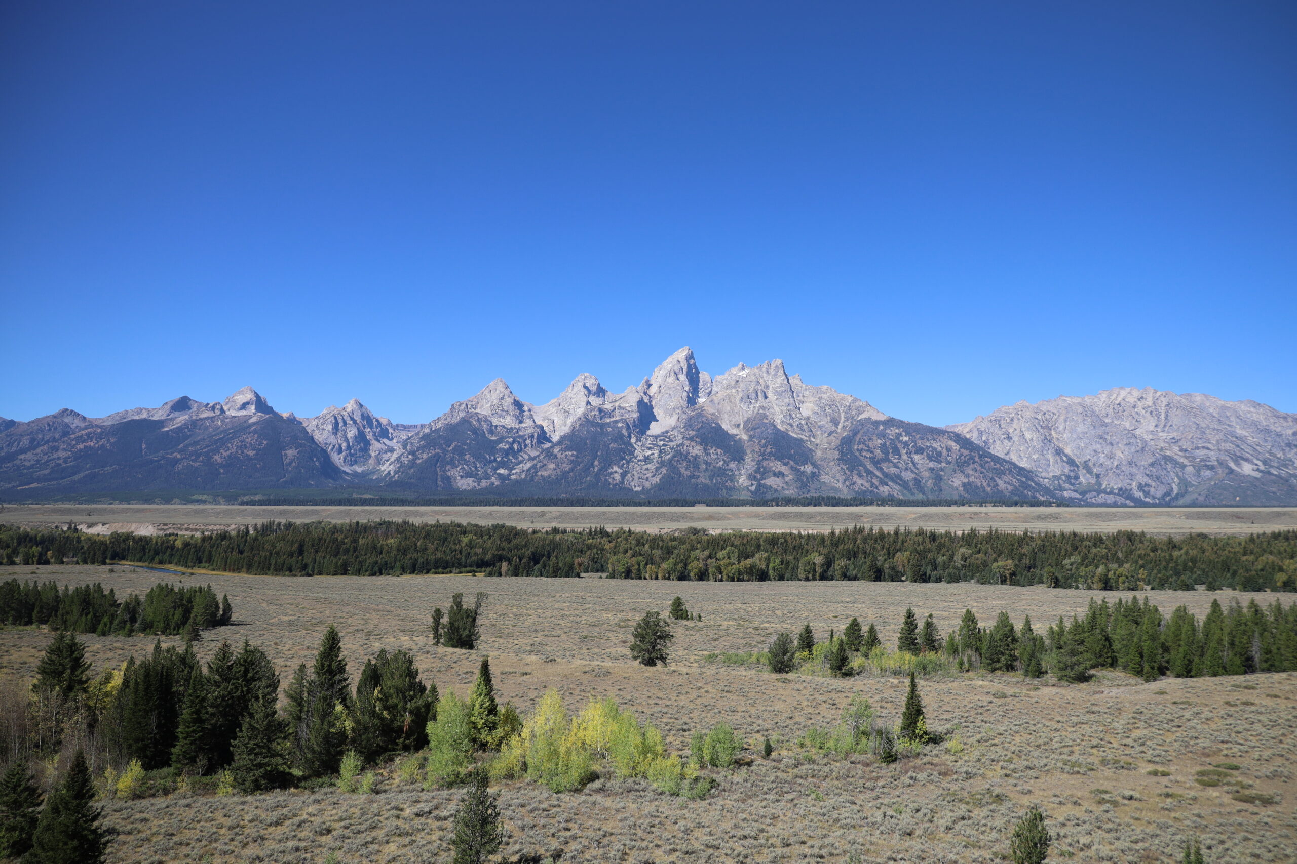 View of Grand Teton National Park from afar